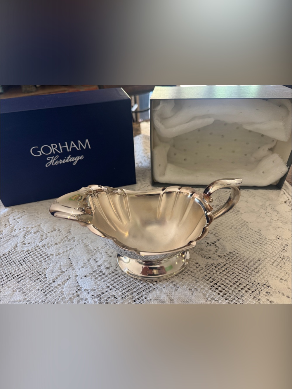 Gorham Heritage Silver Plated Shell Shaped Gravy Bowl